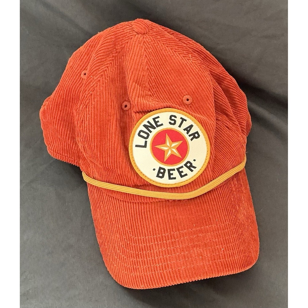 Lone Star Beer Corduroy Snapback Hat Cap Breweriana Red Orange